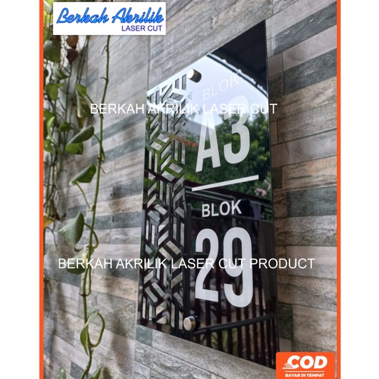 

KODE T64S Papan Nomor rumah akrilik type aesthetic Minimalis modern laser cutting free pen stainless