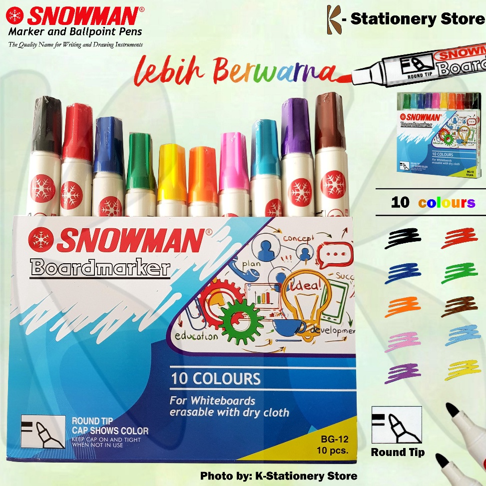 

KODE E82X Spidol Papan Tulis Whiteboard Marker Snowman Assorted 1 Colours