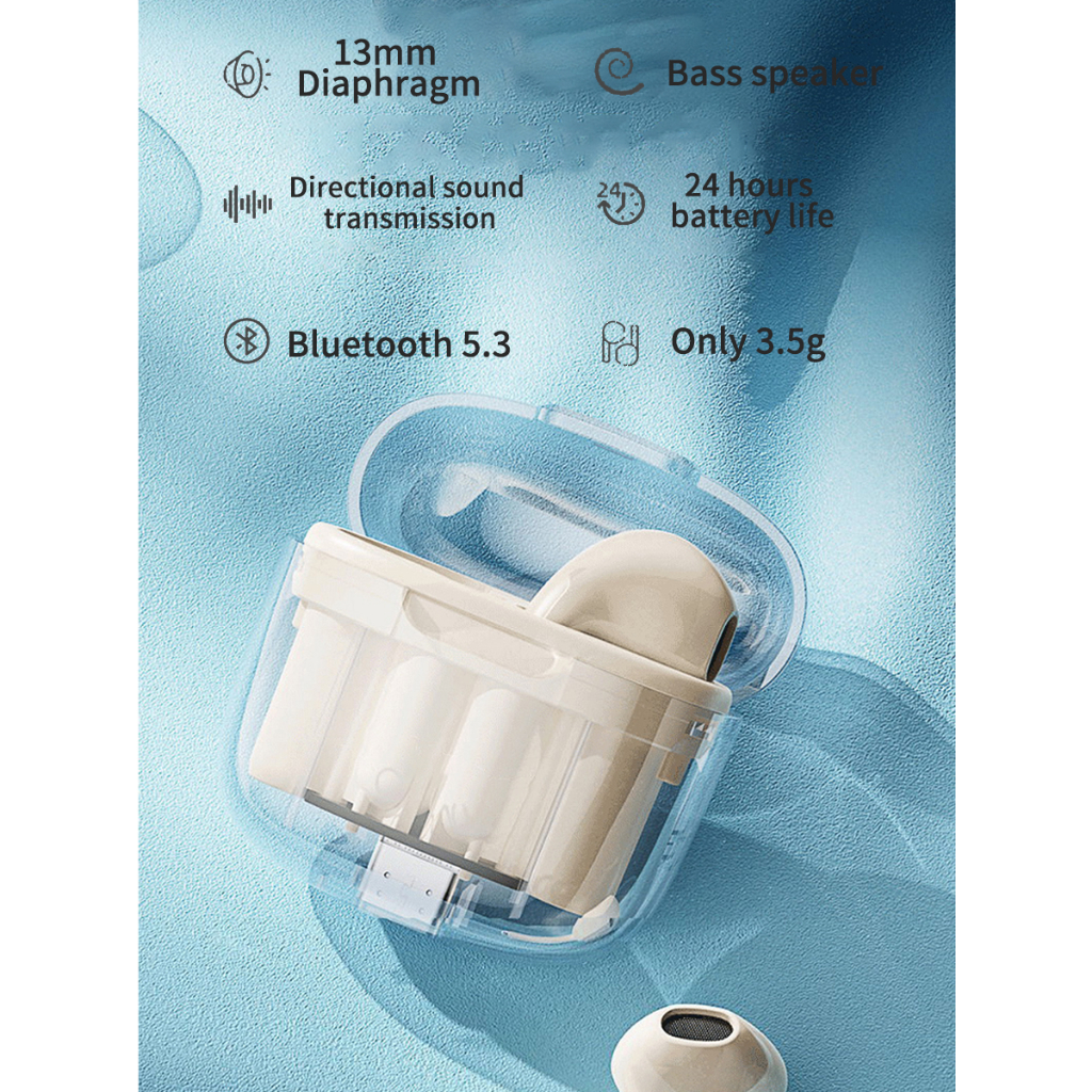 Matei pro 13 Headset Bluetooth Earphone TWS Wireless LED Earbud headphone Subwoofer transparan