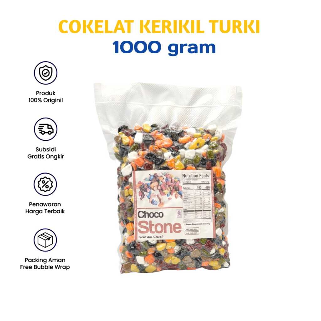 

Cokelat Kerikil Turki Premium 1kg I Coklat Batu Arab Vacum