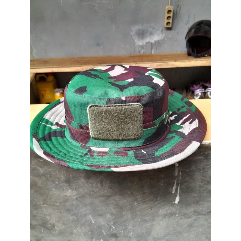 Topi Rimba velbed kawat bahan tebal TNI AD, AU, AL
