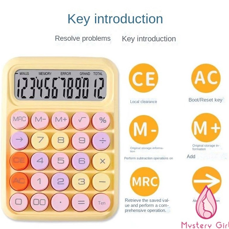 

KODE S45Q Kawaii Korea Dopamin Kalkulator Warna 12digis Display Besar Keyboard Dot Mekanik Tombol Besar Alat Tulis SekolahKantor Kalkulator Elektronik Warna