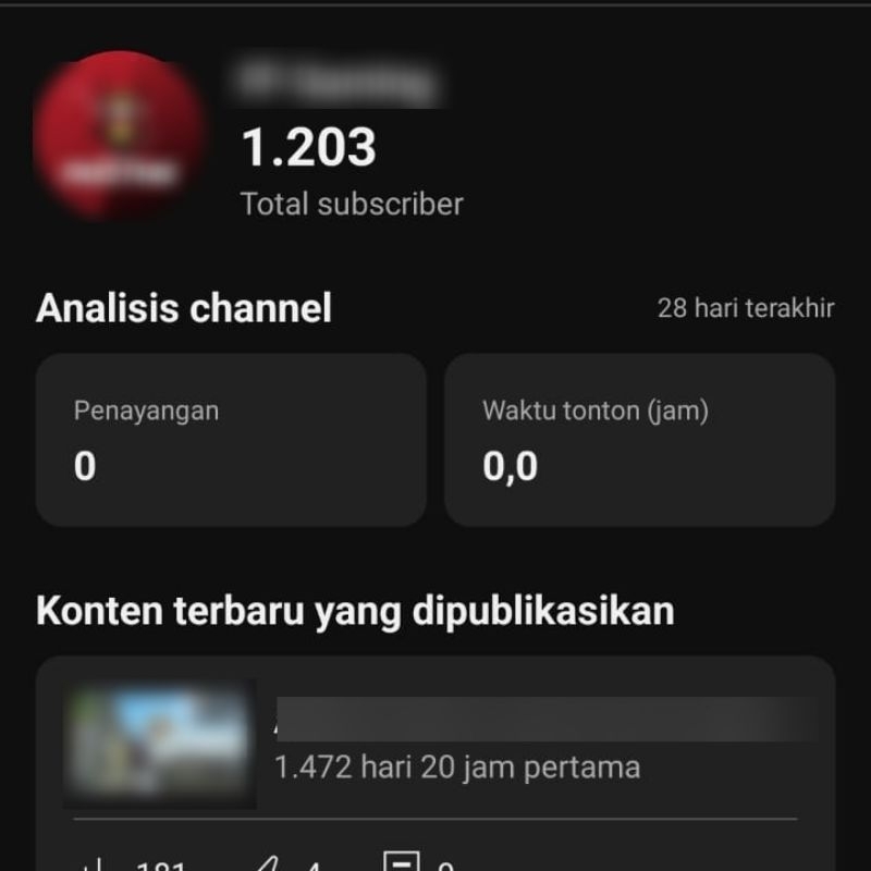 AKUN YOUTUBE 1303 Subscriber (Game FF) Akun Tahun 2017