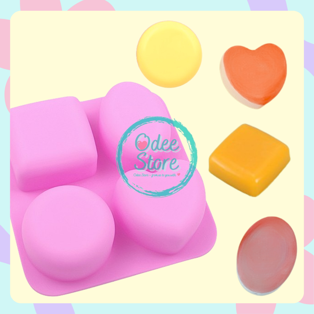OdeeStore Cetakan silikon silicone mold model oval kotak love bulat; sabun soap lilin candle puding