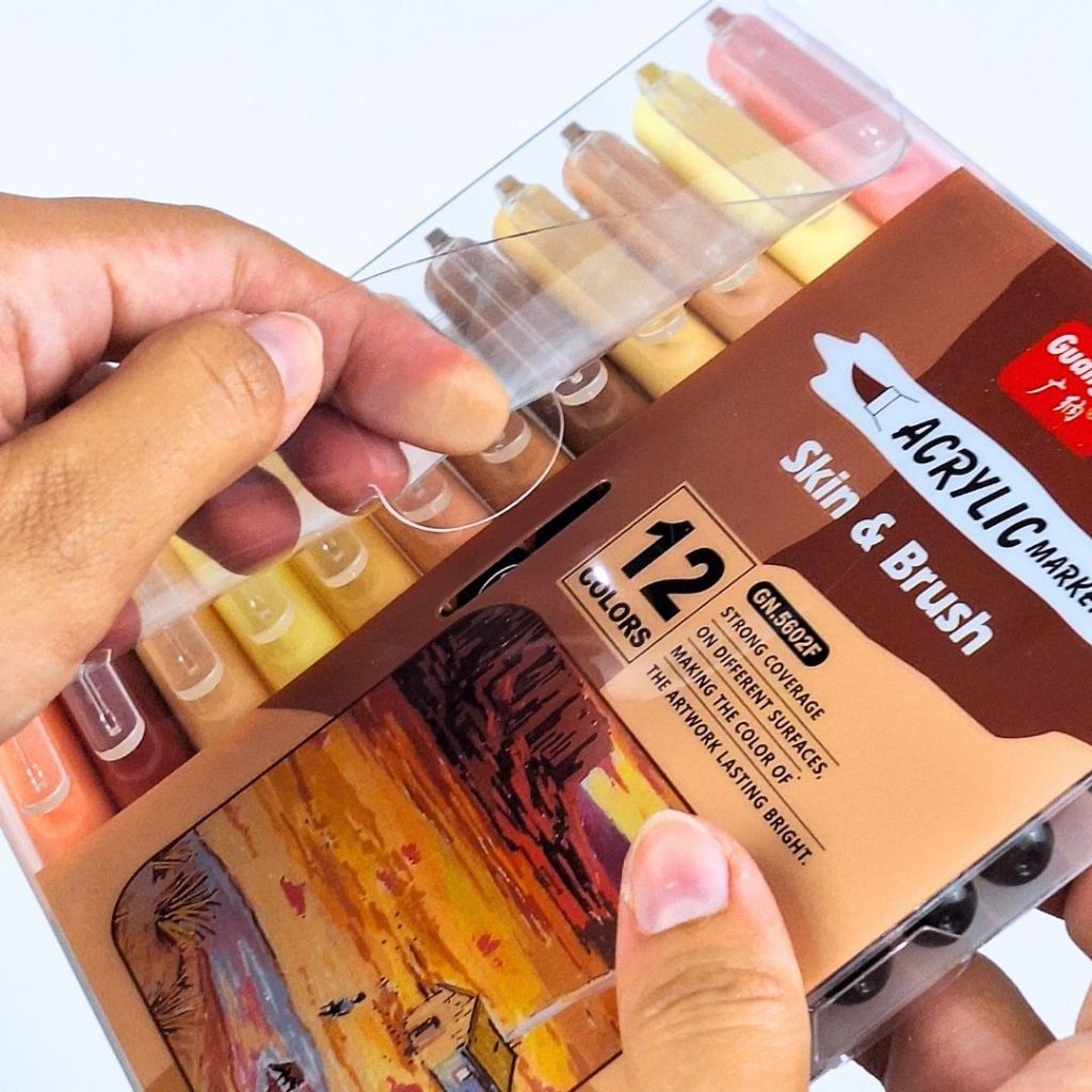 

GuangNa ACRYLIC BRUSH MARKER warna kombinasi SKIN TONE 12 warna