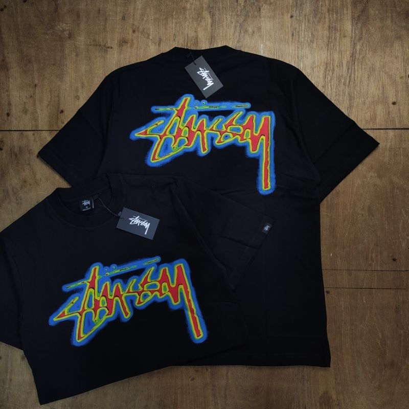 Stussy Thermal Font Basic 1:1 Original Black Oversize Tee T-Shirt Kaos