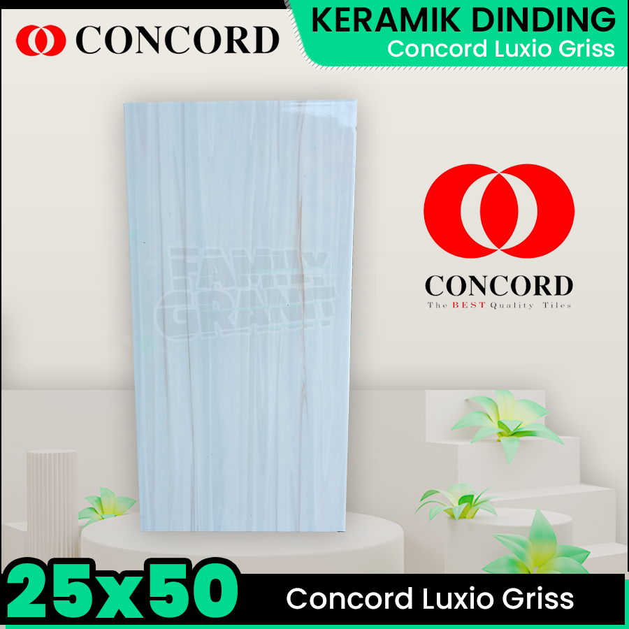 Keramik Dinding 25x50 Concord Luxio Griss Motif Serat Kayu Glossy