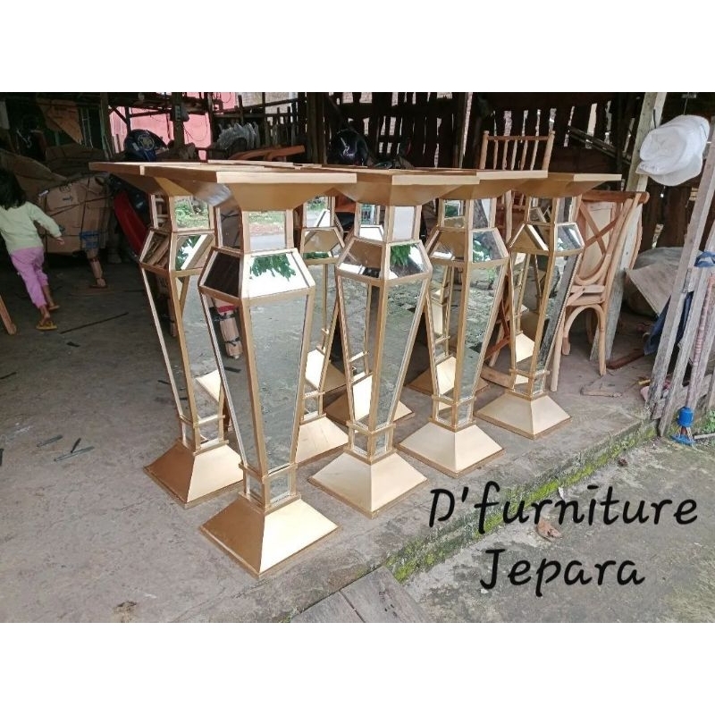 vas piala, standing flower kaca (dekorasi pelaminan)