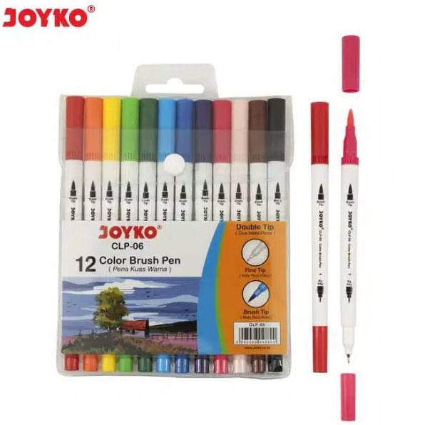 

Terkini Color brush pen joyko 12warna CLP 6
