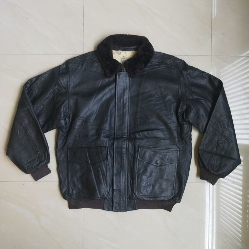 jaket kulit leather pilot army bomber a2 second