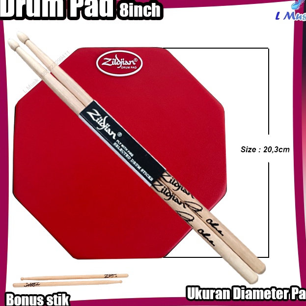 Bisa Cod  PAD DRUM 8IN LATIHAN STICKING DRUM PAD