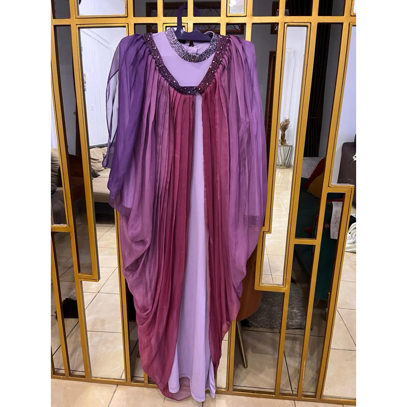 preloved baju gamis siti hajar warna ungu / baju undangan / baju lebaran / set pakaian muslim wanita
