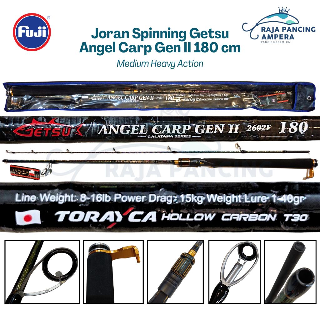 Joran Spinning Getsu Angel Carp II Blank TorayCA T30 Sambung 2 602F 8-16 lbs | Stik Pancing Galatama