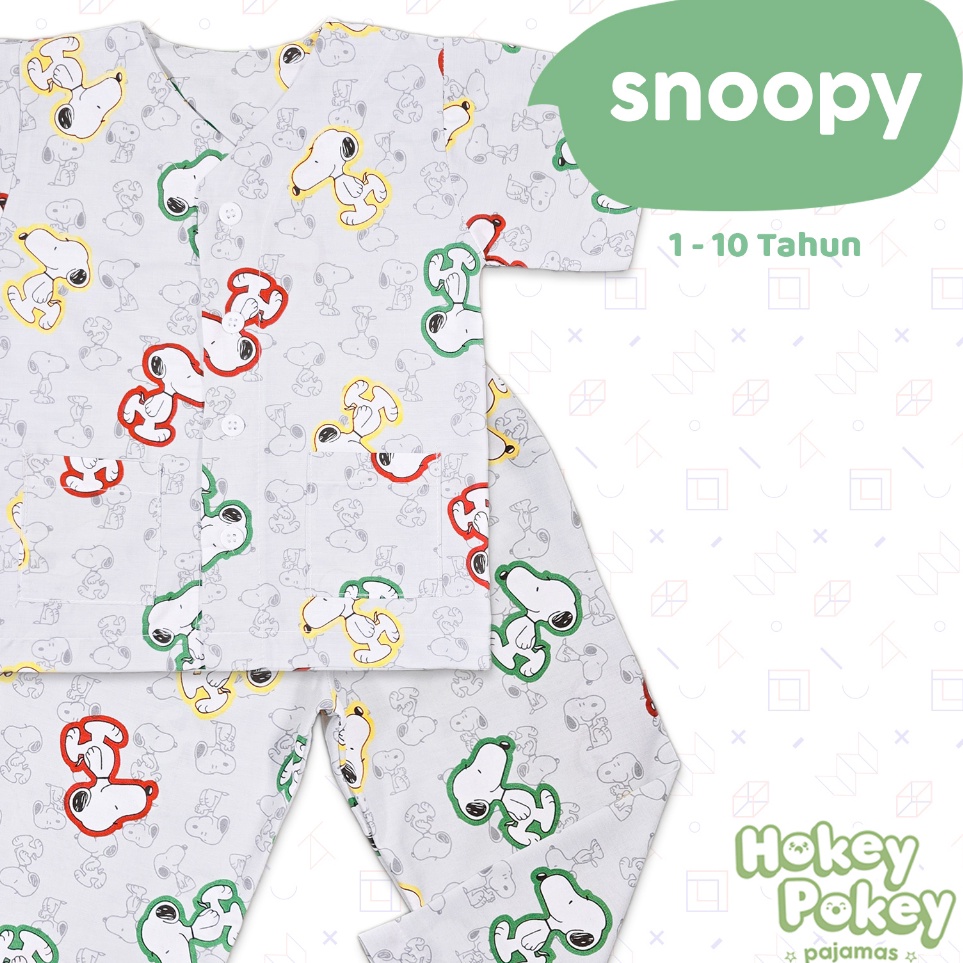 Setelan Baju Tidur Piyama Anak Tanpa Kerah Motif Snoopy