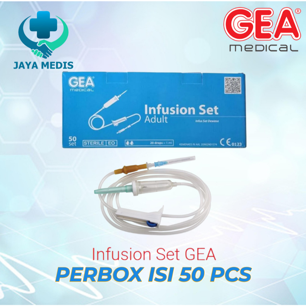 Infus Set Dewasa GEA ISI 50pcs infuset dewasa infus set Makro GEA isi 50pcs