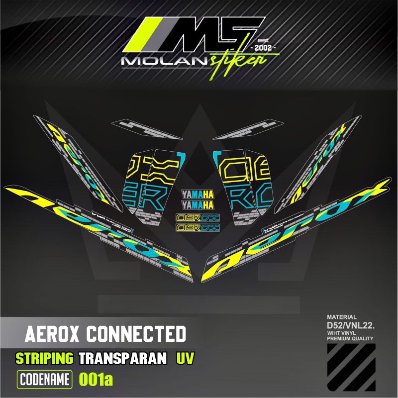 Decal Sticker Striping Variasi Transparan Uv Aerox 155 Connected 2020-2024 Aerox V2 Aerox Gen 2 Nvx 