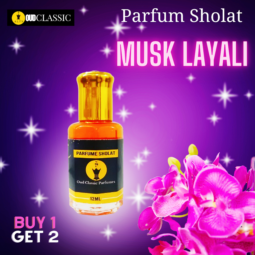 Parfum Sholat MUSK LAYALI Beli 1 Dapat 2 12ml Premium ASLI 100% By Oud Classic Perfume