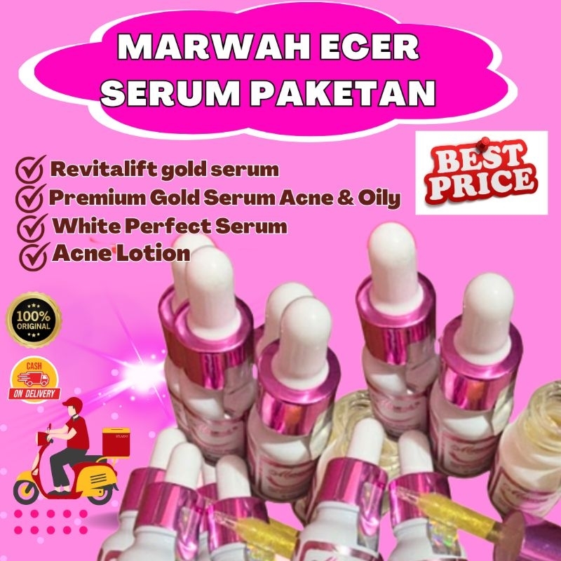 MARWAH ECER SERUM PAKETAN REVITALIFT GOLD PREMIUM CAVIAR ACNE LOTION