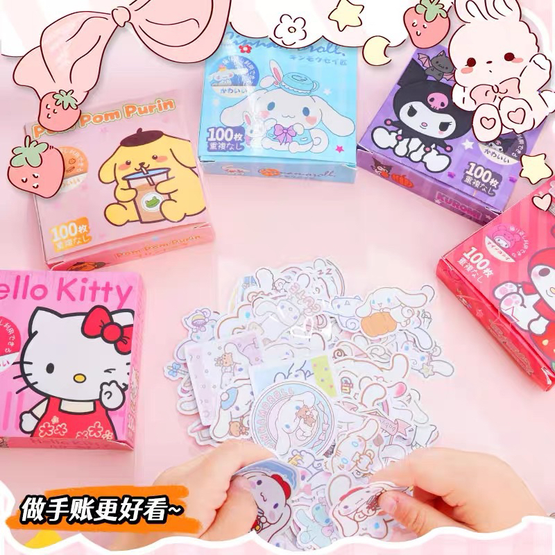 

Sticker Sanrio Premium Small Box isi 100 Pcs Aesthetic Waterproof Sticker/Sticker DIY Waterproof Stiker Sanrio Box Isi 100 Lembar Kartun Lucu Anti Air Dekorasi Handbook/ Stiker Hello Kitty Melody Cinnamoroll Kuromi Pompompurin