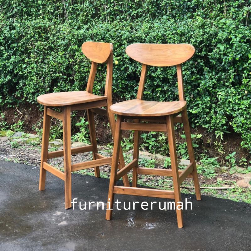 kursi bar kayu jati, kursi bar cafe kayu jati termurah, kursi bar stool kayu jati