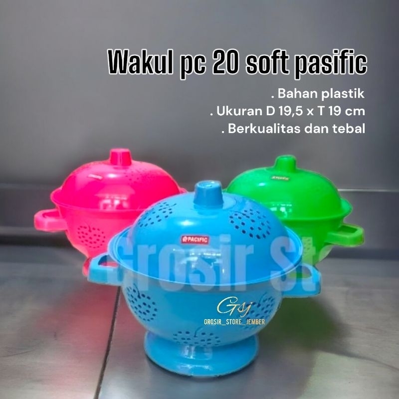 Wakul nasi + tutup plastik warna soft ukuran 20 grosir