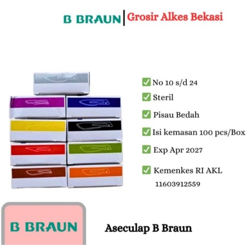 Bisturi B'Braun/Bisturi Aesculab No 10/11/12/15/20/21/22/23/24 Harga/Box