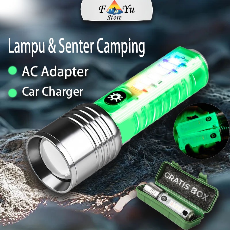 Senter LED Magnet 8 Mode Menyala Dalam Gelap Senter Mini Super Terang Mode Warna Cas Diperkuat Outpu