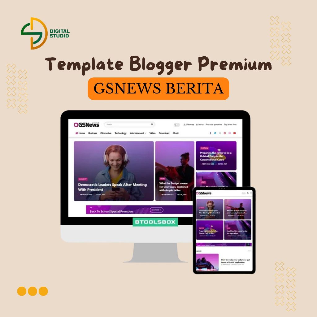 Template Bloger Premium GsNews v2 Blog & Magazine Blogger Templates