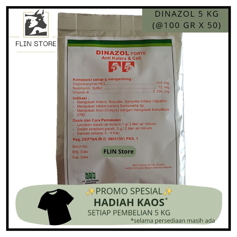 Dinazol Forte 5kg (50 sachet @100 gram) UTD – Anti kolera dan coli