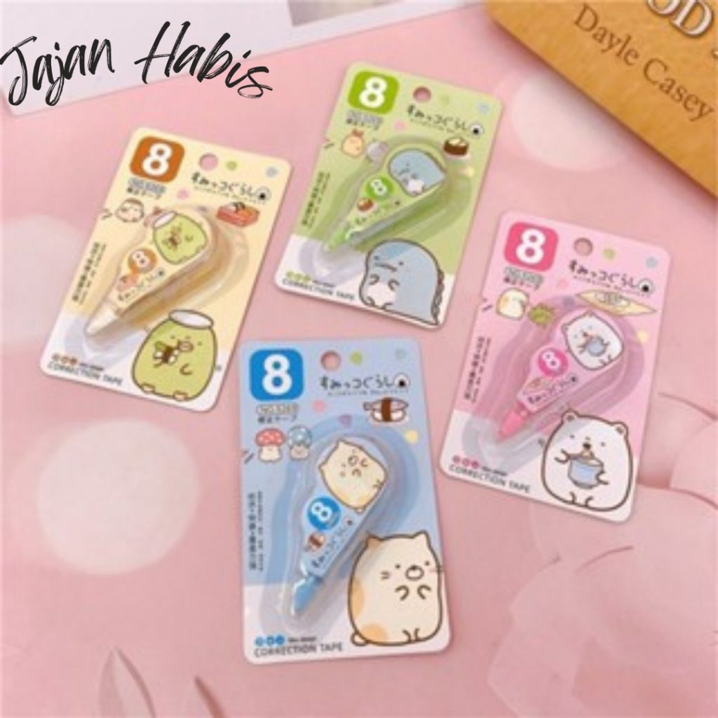 

JABIS Correction Tape 8 Meter Students Stationary School Supplies Multiple Color 8M Karakter Lucu Unicorn Penghapus Pena Roll Kertas Mini