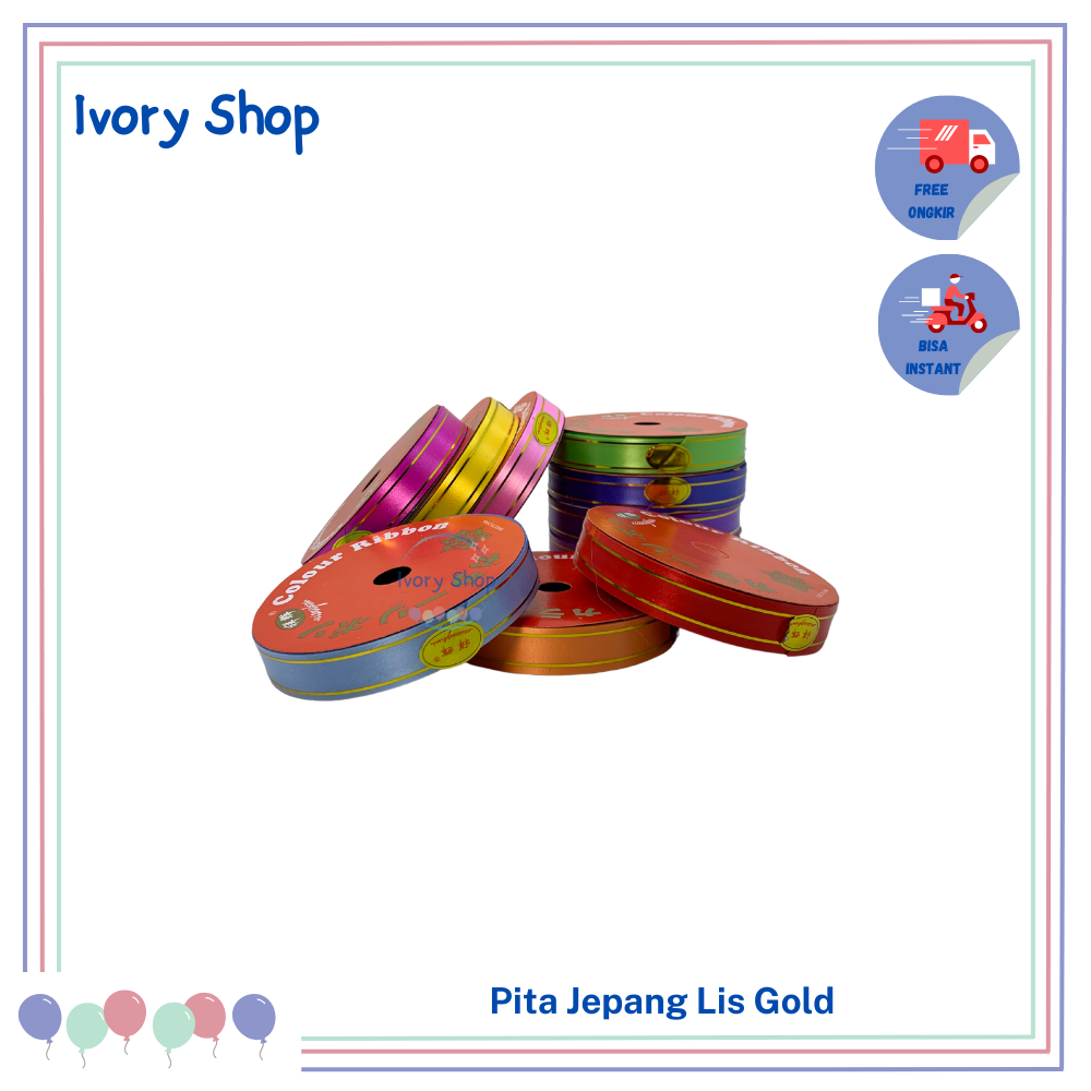 

Pita Jepang Lis mas 1.8cm Pita Kado Panjang 14meter