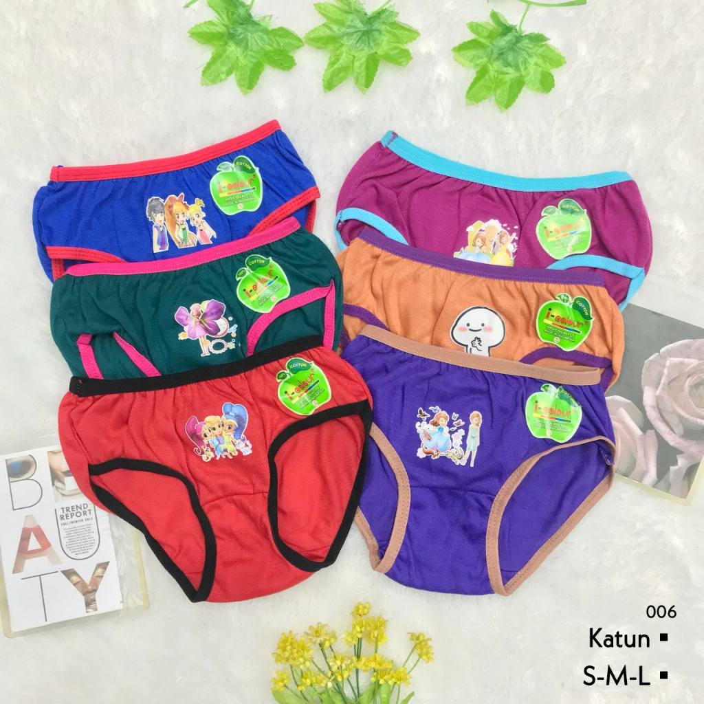 RVC75 - Celana Dalam Sempak Anak Perempuan S M L CD Brief Anak Cewek Katun Polos Pakaian Dalam Impor