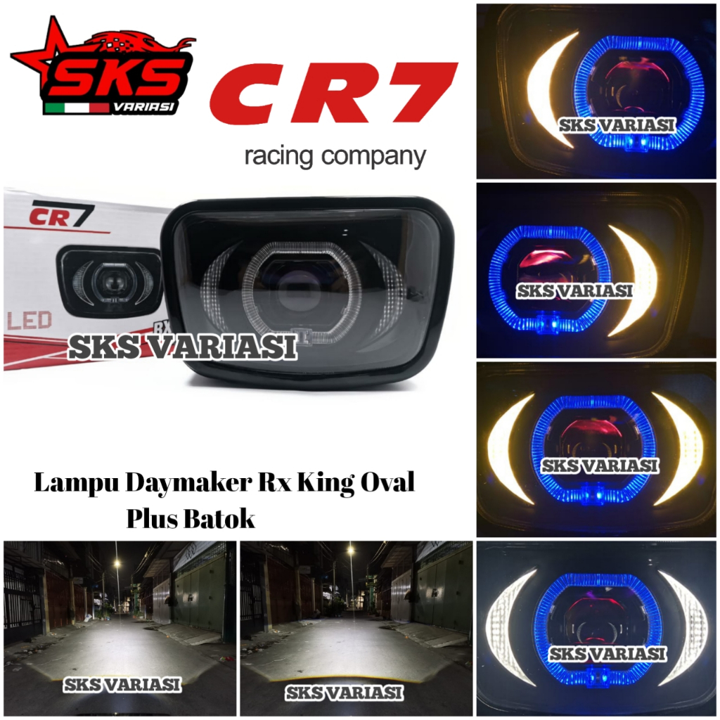 Lampu Biled Daymaker Model Oval Biled Matrix CR7 Headlamp Biled RX KING Set Batok Oval Waterproof