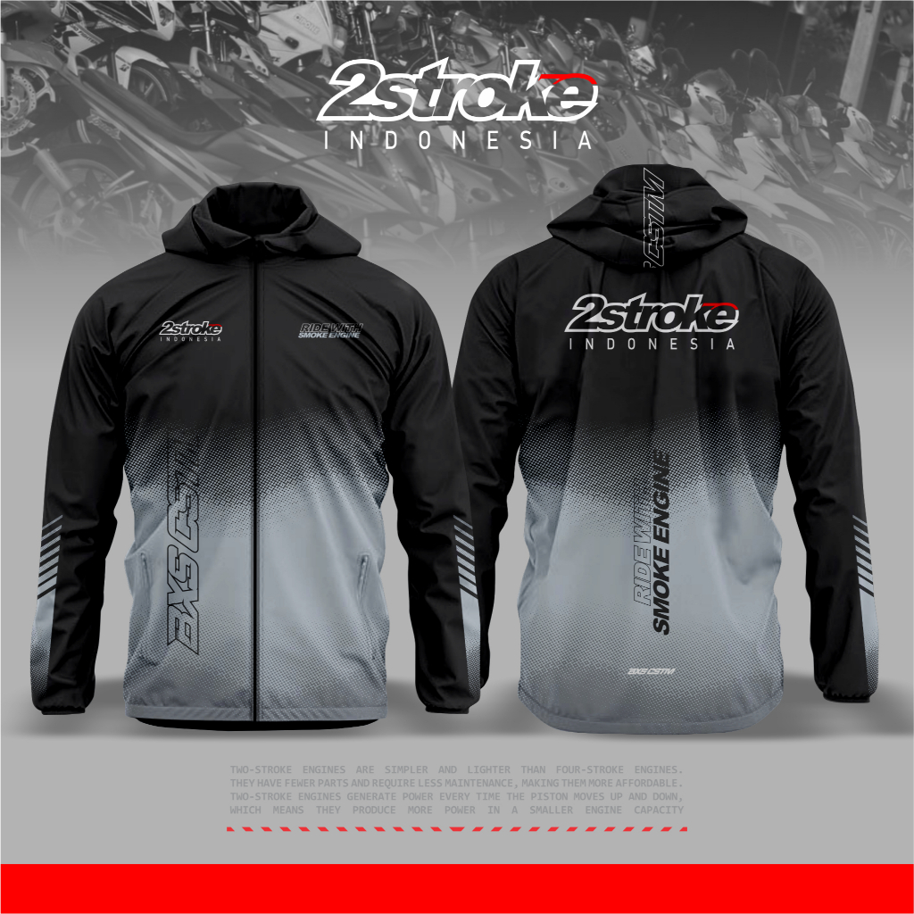 JAKET 2 STROKE INDONESIA PREMIUM JACKET MOTOR WATERPROOF 2STROKE RACING SUZUKI YAMAHA KAWASAKI HONDA