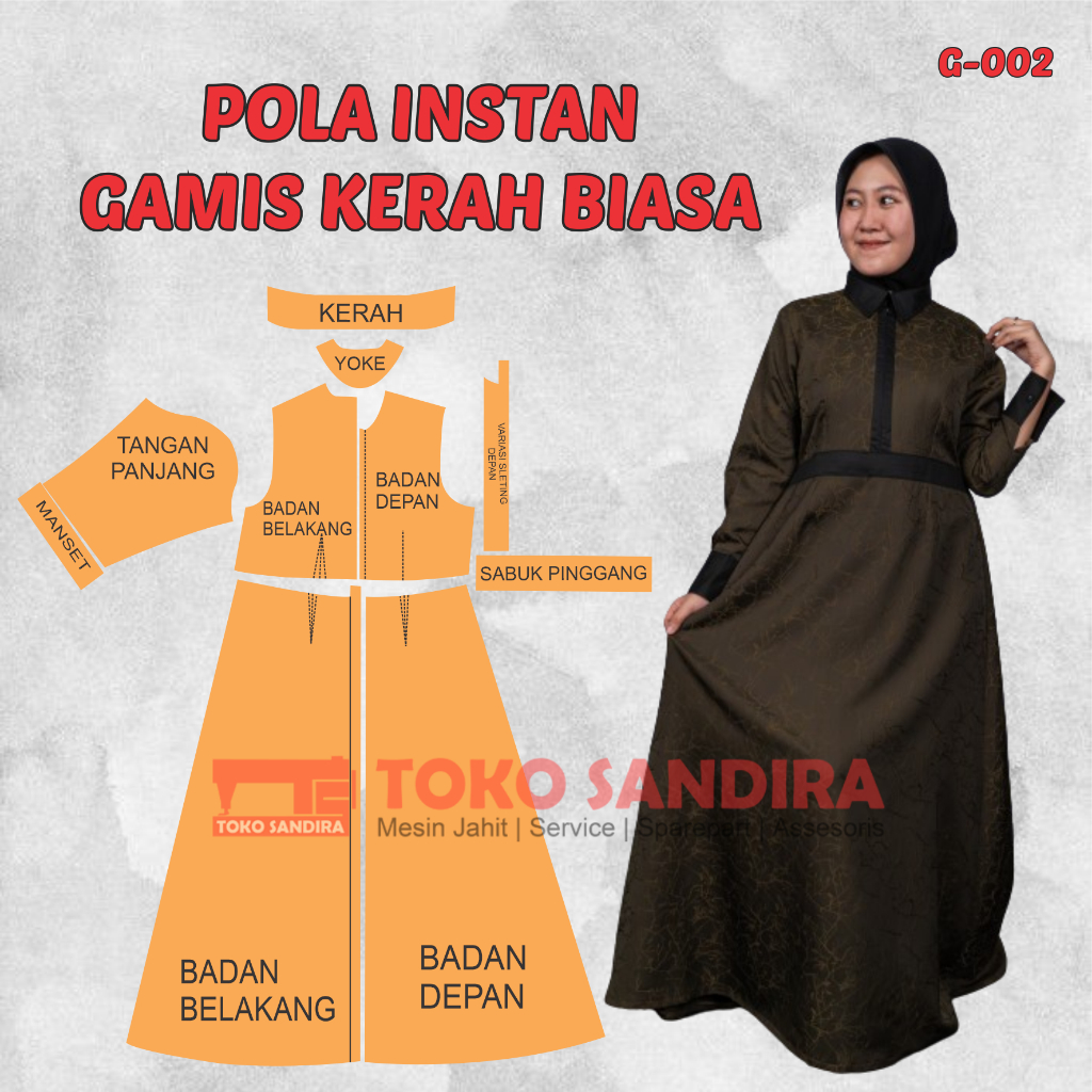 pola gamis/pola intsan gamis/pola gamis wanita/pola instan gamis wanita dewasa/pola instan murah/pol