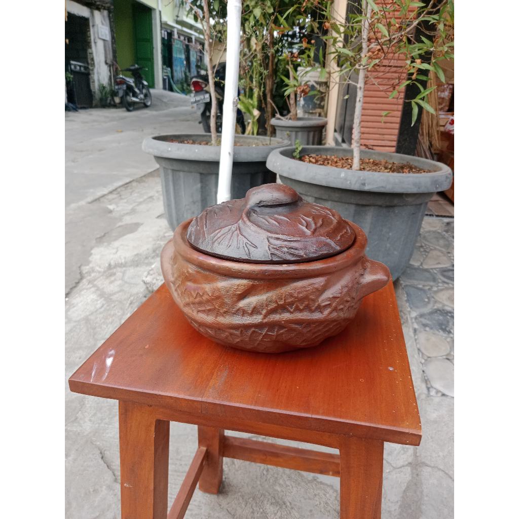 PANCI Sayur MOTIF KECIL 20 CM Grabah PANCI Sayur Tanah Liat BERMOTIF Kitchenware