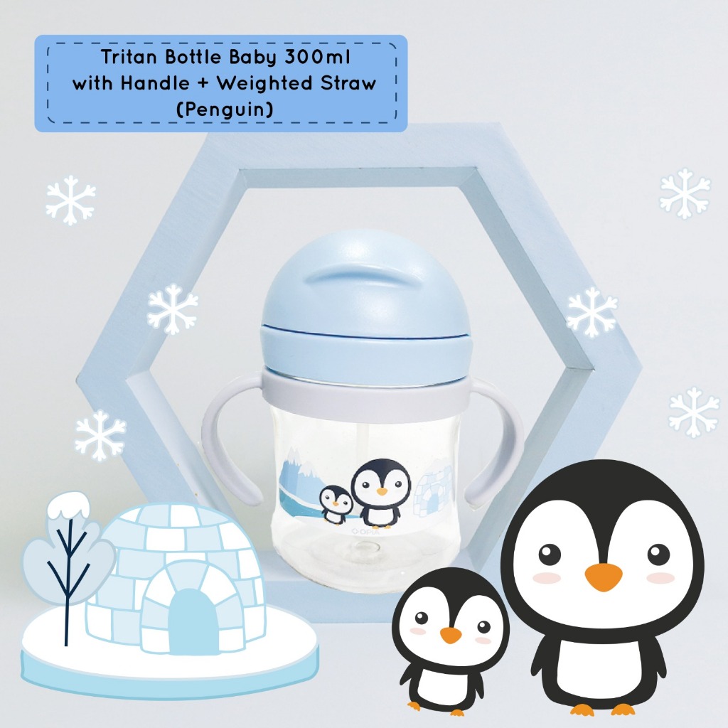 Opia Tritan Baby 300ml – Botol Minum Bayi Sekolah MPASI Weighted Straw