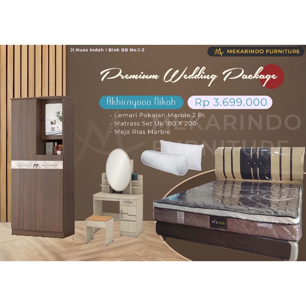 Paket Wedding / Paket Hantaran / Paket Nikah / Springbed / Lemari Pakaian / Meja Rias / Bantal Gulin