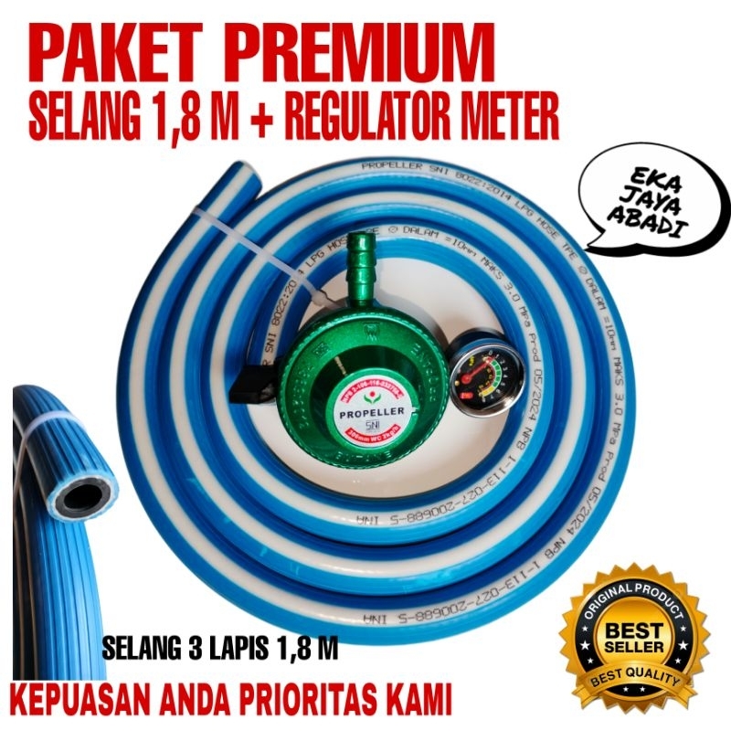 PAKET PREMIUM SELANG 5LAPIS DAN REGULATOR GAS ORIGINAL PROPELLER