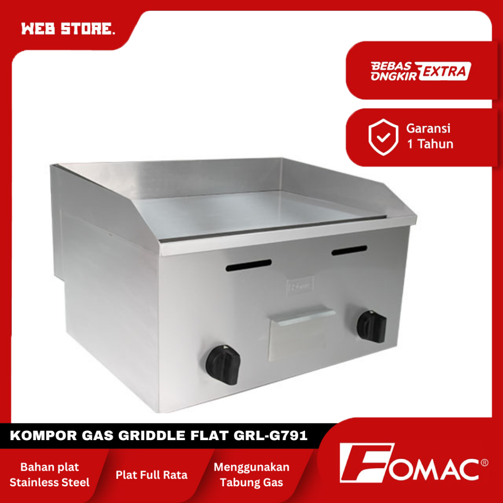 Kompor Gas Teppanyaki Steak Burger Kompor Pemanggang Daging Steak Gas Griddle Flat/Grill FOMAC GRL