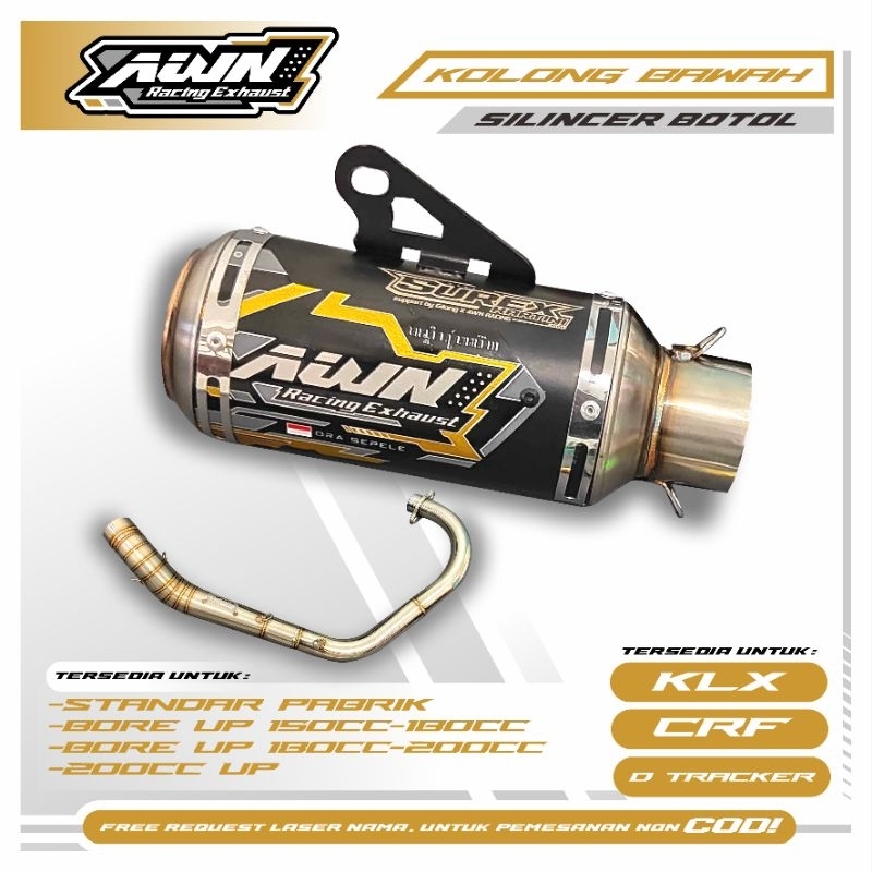 Knalpot AWN klx - CRF - D tracker standar dan bor up 150cc 180cc 200cc dan up 200cc tipe kolong bawa