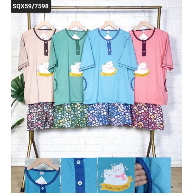 SETELAN 7598 BABYDOLL AMRO DEWASA 3/4 JUMBO LABEL PUTIH