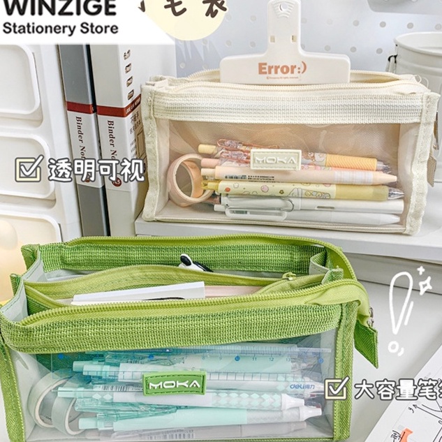 

Terbaru Winzige kotak pensil transparan aesthetic pencil case large tempat pensil pen pouch lucu stationery organizer