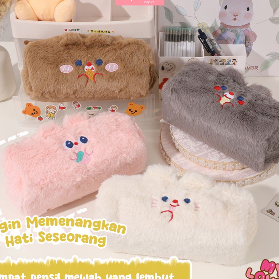 

KF7 Tempat pensil bulu soft cute Tas pensil kosmetik Pouch makeup kecil