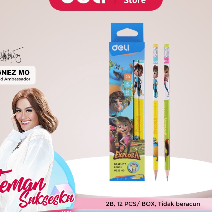 

KI3 Deli Graphite Pensil 2B Karakter Super Wings dengan penghapus 12pcsBox EU535