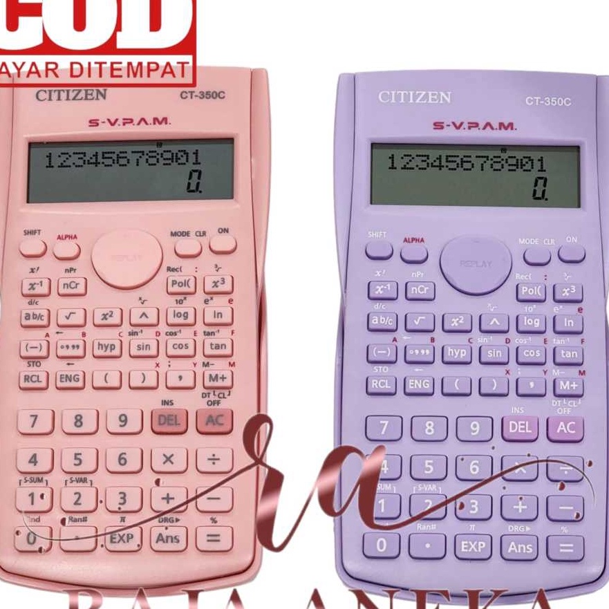 

KI3 Calculator Scientific CITIZEN CT35C pink ungu pastel lilac Kalkulator anak sekolah trigonometri sin cos tan ct 35 c Warna Cantik Menarik