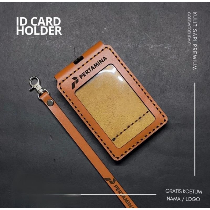 

NAME TAG/CARD HOLDER FLIP 3 SLOT KULIT SAPI ASLI TALI MAGNET (CUSTOM GRAFIR)