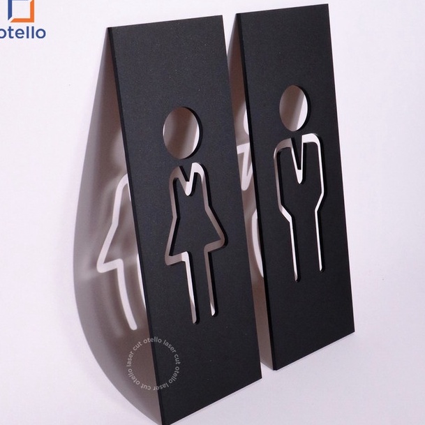 

FG2 Sign Toilet Eksklusif Signage Acrylic Restroom WC Modern Akrilik Laser