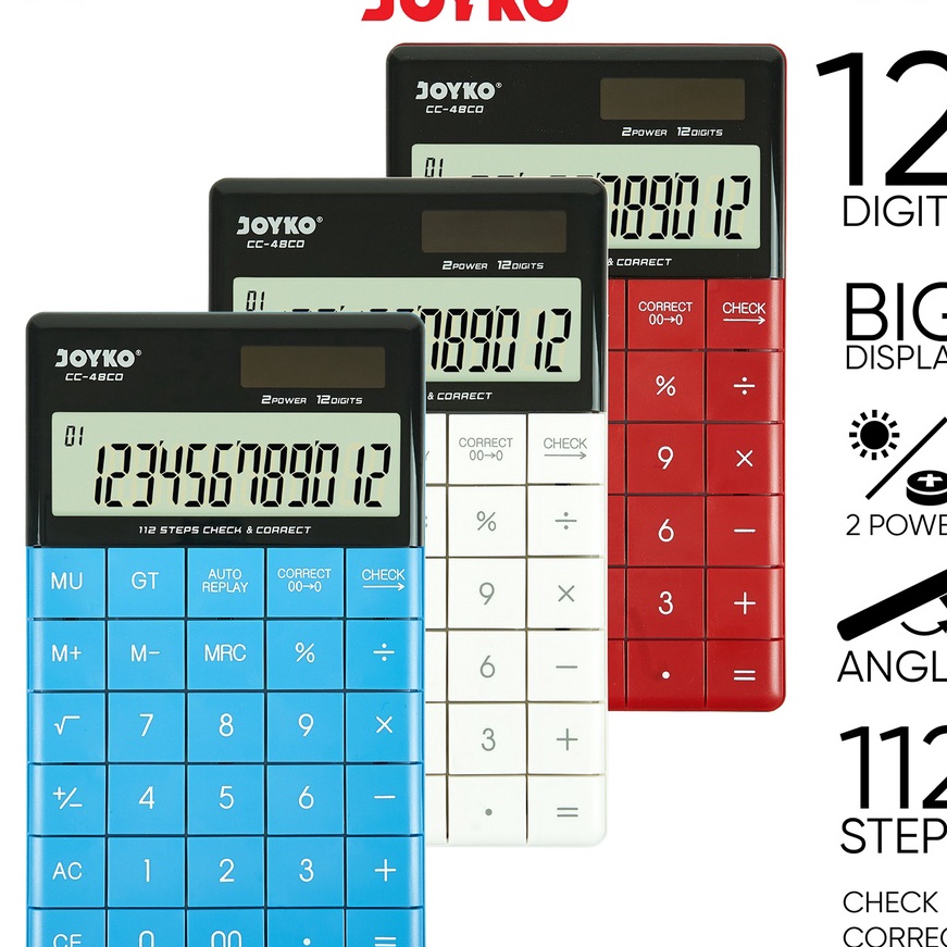 

KF7 Calculator Kalkulator Joyko CC48CO 12 Digits Check Correct