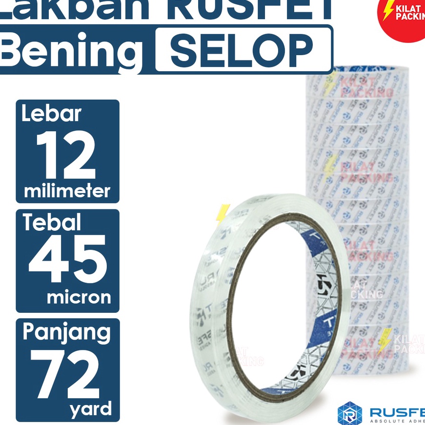 

KI3 Lakban Bening RUSFET 5 Inch 12mm Clear Premium 72yard SELOP